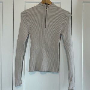 Mango Ribbed Sweater with Zip